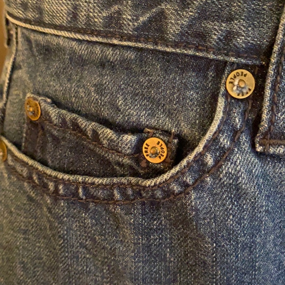 Free People Denim Jean Cut Off Raw Hem Mini Skirt - Picture 9 of 16